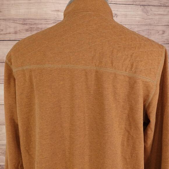 G.H. Bass & Co. Sweater Mens Large Brown Quarter Zip Pullover Patch Logo Heather - Picture 5 of 7